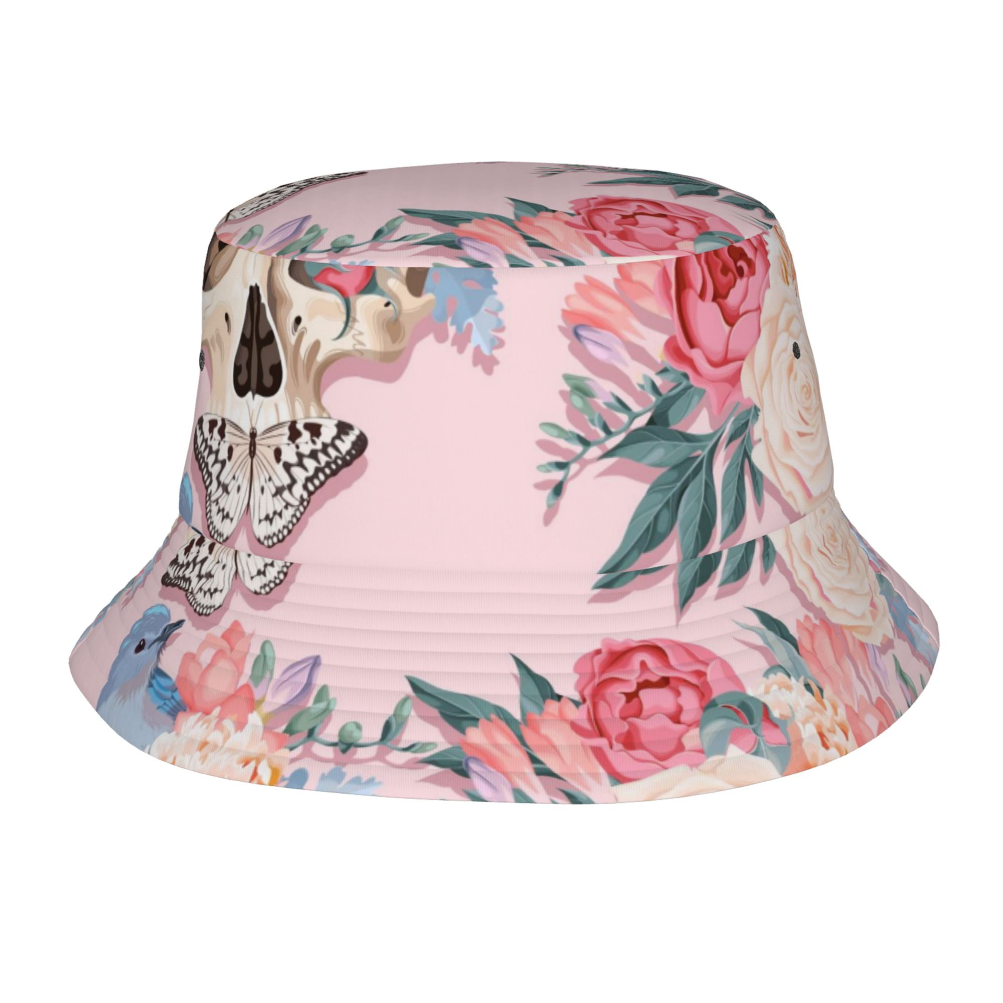 ZICANCN Skull Butterflies Roses Bucket Hat , Unisex Print Double-Side ...