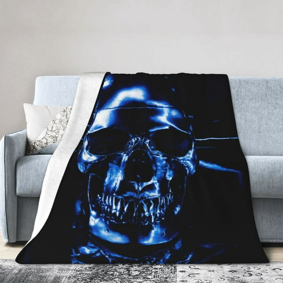 ZICANCN Skull Head Bones Anti-Pilling Flannel Bed Throw Blankets - Couch-Ultra-Soft Micro Fleece Sofa Bed Camping Travel Blanket for Adults 50"x40"