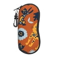 thumbnail image 1 of ZICANCN Sunglasses Soft Case, Groovy Cats Orange Background Neoprene Zipper Eyeglass Case for Men Women, 1 of 9