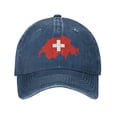 thumbnail image 1 of ZICANCN Switzerland Flag Adjustable Baseball Cap Women , Hats for Men Adult Washed Cotton Denim Baseball Caps Fashion Navy Blue, 1 of 8