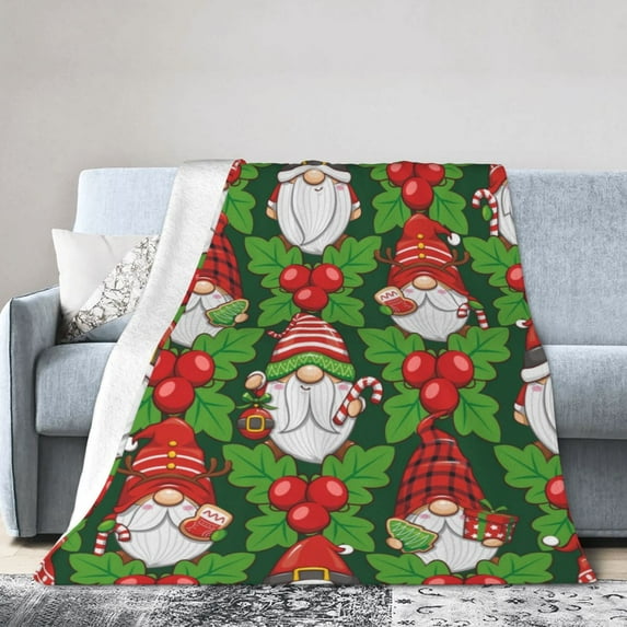 ZICANCN Throw Blanket Christmas Santa Claus Gnomes , Couch Ultra Soft Micro Fleece Sofa Bed Camping Travel Blanket for Adults, 40"x30"