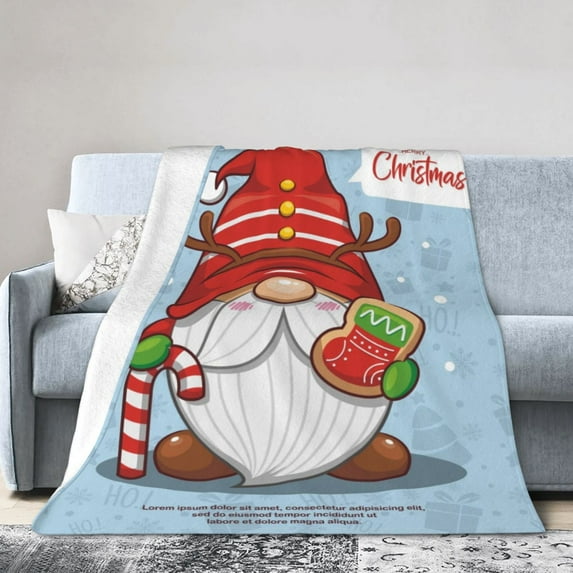 ZICANCN Throw Blanket Cute Gnome Santa Gingerbread , Couch Ultra Soft Micro Fleece Sofa Bed Camping Travel Blanket for Adults, 50"x40"