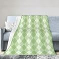 thumbnail image 1 of ZICANCN Throw Blanket Green Rhombus Stripe Plaid , Couch Ultra Soft Micro Fleece Sofa Bed Camping Travel Blanket for Adults, 40"x30", 1 of 8