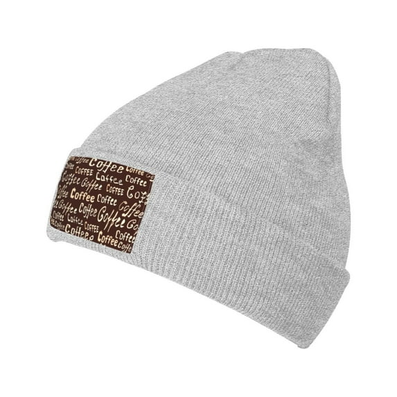 ZICANCN Vintage Coffee Words Knit Beanie Hat, Winter Cap Soft Warm Classic Hats for Men Women, Gray