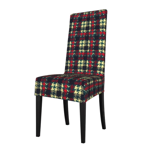 ZICANCN Vintage Houndstooth Red Plaid Chair Protectors Seat Covers , Dining Chair Slipcovers 1 Piece for Dining Room Hotel Kitchen
