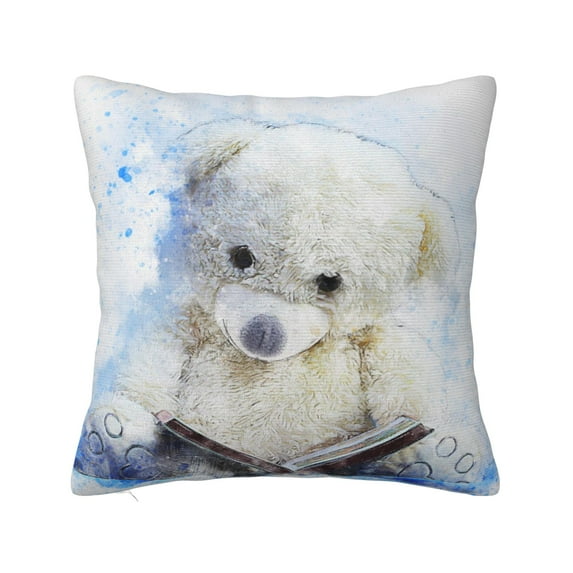 ZICANCN Watercolor Teddy Bear Sitting Decorative Throw Pillow Covers, Bed Couch Sofa Decorative Knit Pillow Covers for Living Room Farmhouse, 18"x18"
