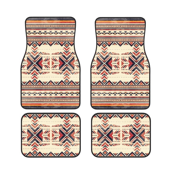 ZICANCN Waterproof Car Floor Mats Full Set, Aztec Red Ethnic Indian Automotive Carpet Mats for Vehicle Trucks Suv Jeep, 4 Pieces