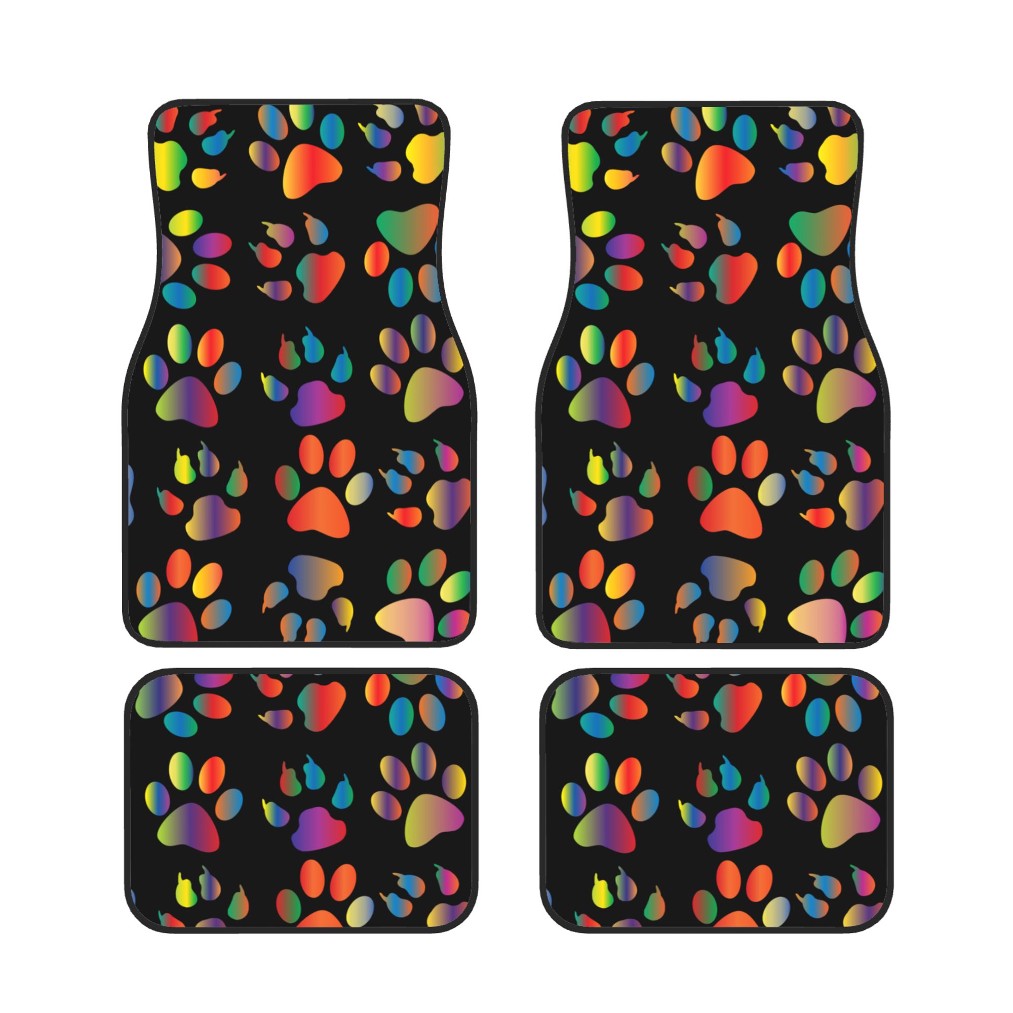 ZICANCN Waterproof Car Floor Mats Full Set, Colorful Animal Paw Prints