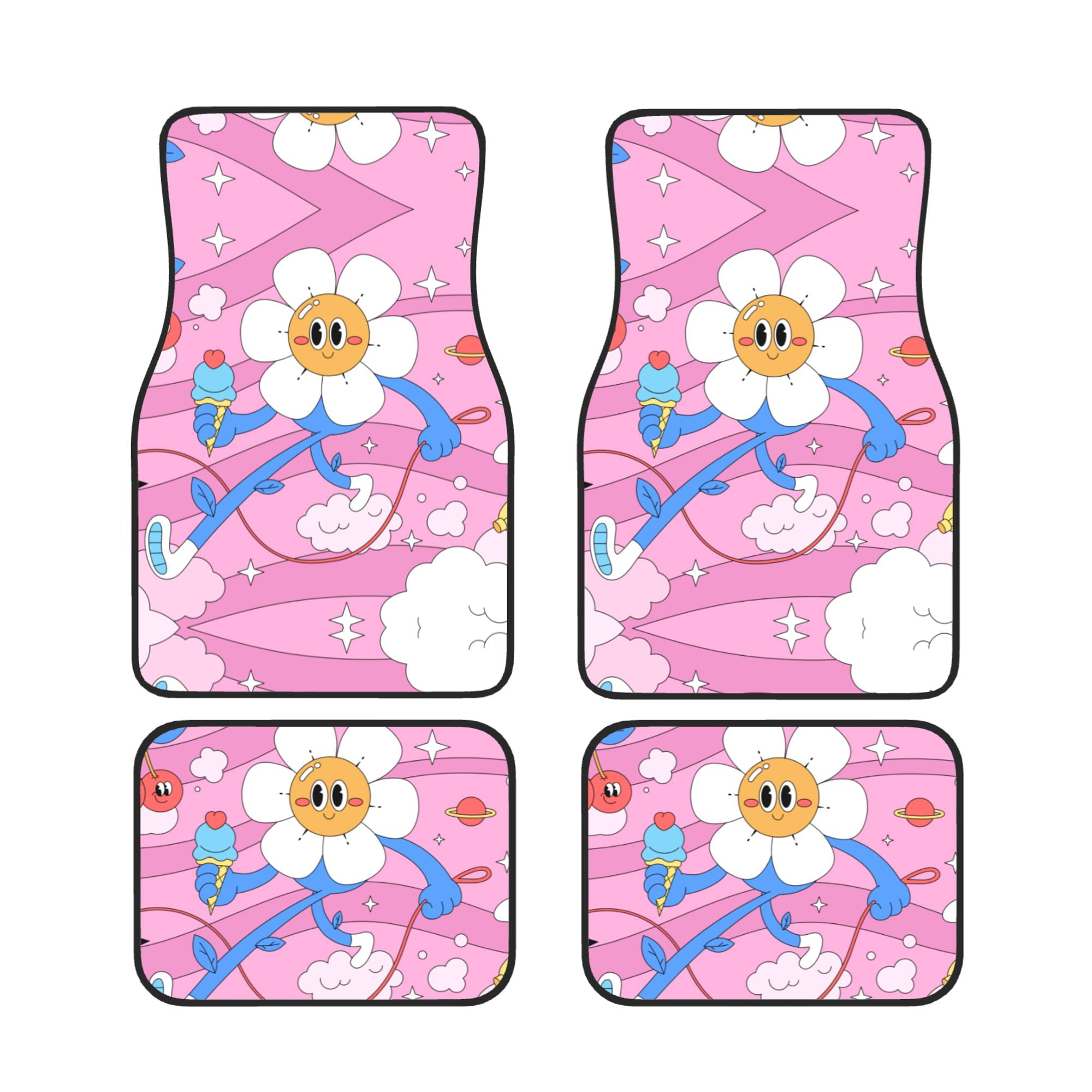 ZICANCN Waterproof Car Floor Mats Full Set, Funny Happy Cartoon Face