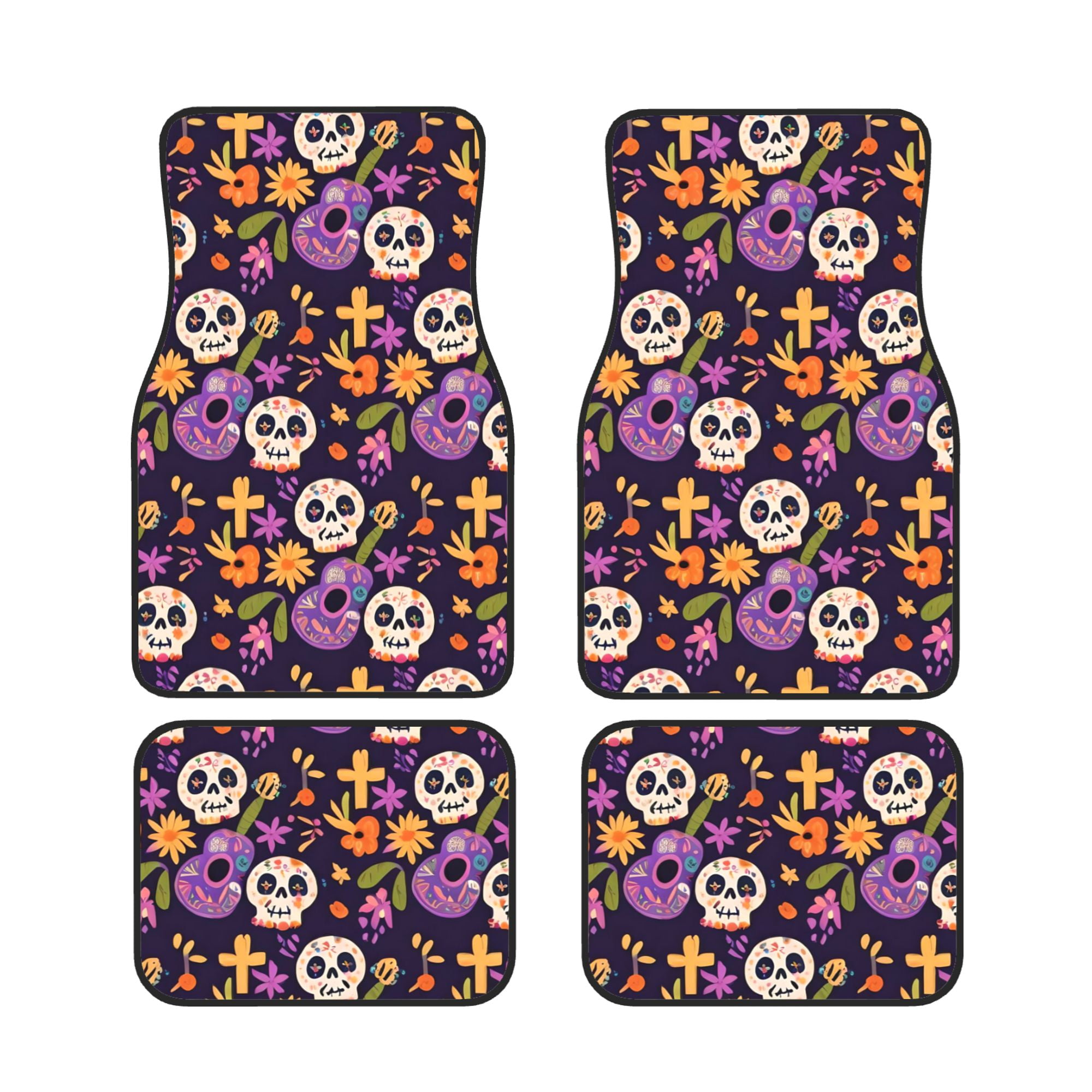 ZICANCN Waterproof Car Floor Mats Full Set, Skeleton Guitar Death Devil