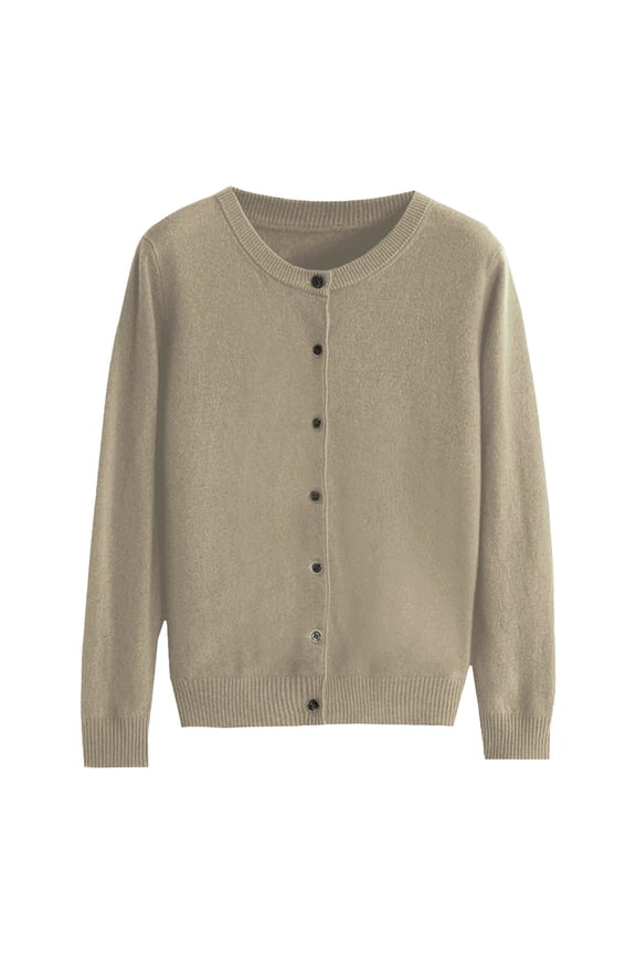ZICTH Plus Size Cardigans for Women Basic Crew Neck Long Sleeve Button Down Cardigan Womens Cardigan Trendy