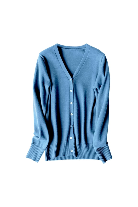 ZICTH Plus Size Cardigans for Women Classic Button Down Long Sleeve V Neck Soft Knit Sweater Womens Cardigan Trendy