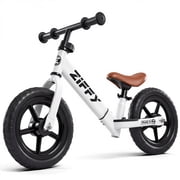 ZIFFY 12 Balance Bicycle for Kids, Toddler Balance Bike with Air Rubber Tires, Adjustable Seat, Lightweight No Pedal Training Bicycle, Gift Bike for 2-6 Boys Girls, White