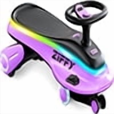 ZIFFY 45W 5.5A Light-Up Electric Wiggle Car On Toy, 2-in-1 Swing Car, 2 Speed Ride,Anti-Rollover , Flashing Wheels ，Rechargeable Battery,Purple