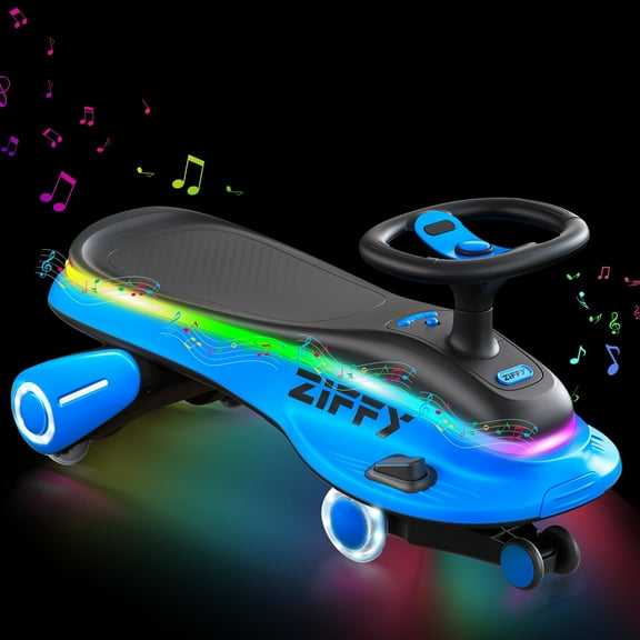 ZIFFY 45W 5.5A Light-Up Electric Wiggle Car On Toy, 2-in-1 Swing Car, 2 Speed Ride,Anti-Rollover , Flashing Wheels ，Rechargeable Battery,Blue