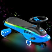 ZIFFY 45W 5.5A Light-Up Electric Wiggle Car for Kids, Rechargeable Battery, No assembly 2-in-1 Swing Car, 2 Speed Ride On Toy for Kids Age 3+, Up to 170 lbs,Anti-Rollover, Flashing Wheels，Music ,Gift
