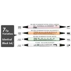 The Twin-Marker ALL-BLACK Assortment Set of 4 by ZIG Kuretake