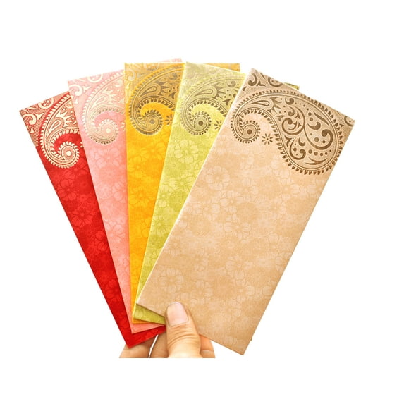 ZIG ZAG Elegant Money Gifting Envelopes Pack of 100 Cash Holder Designer Lifafa for Weddings, Gift of Prosperity Multi Color