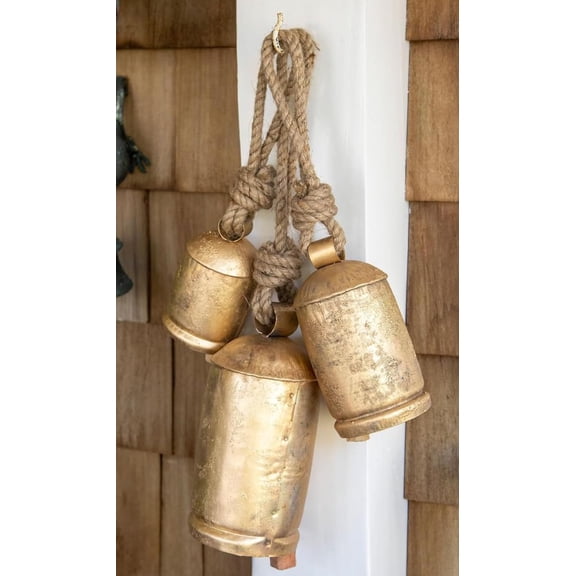 ZIG ZAG Vintage Extra Large Giant Harmony Bells - Pack of 3 (6", 8", 10") | Handmade Rustic Jingle Bells for Christmas Tree Decoration, Crafts & Birthday Party Decor A101
