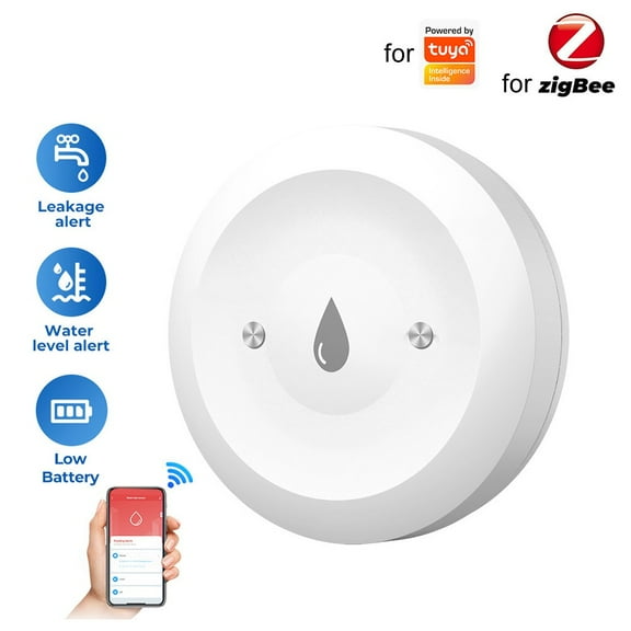 For ZIGBEE 3.0 Wireless Water Leak Detector For Tuya For Smart Life App Real-Time IP66 Waterproof Flood Sensor Battery Powered Remote Monitoring For IMMERSION Moisture Detection For Home Kitchen
