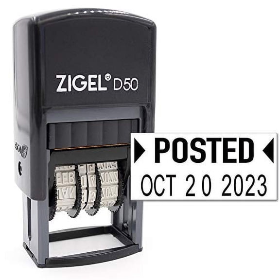 ZIGEL Date Stamp with Posted - Self Inking Date Stamp - Black