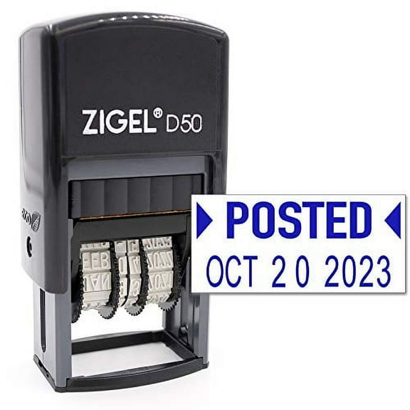 ZIGEL Date Stamp with Posted - Self Inking Date Stamp - Blue