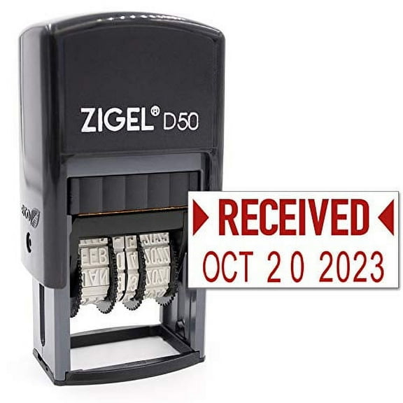 ZIGEL Date Stamp with Received - Self Inking Date Stamp - Red