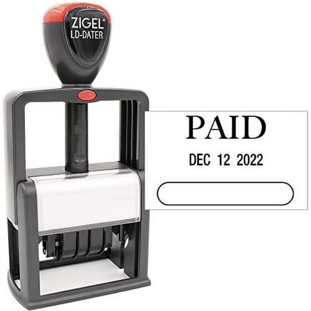 ZIGEL Heavy Duty Style Self Inking Date Stamp with Paid - Style A - Black Ink