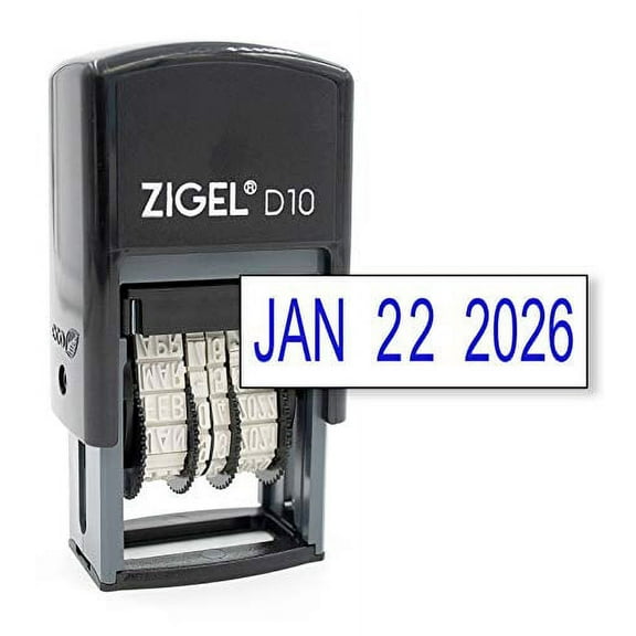 ZIGEL Office Date Stamp - Self Inking Date Stamp - Blue
