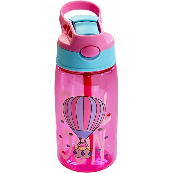 ZIGIDO Kids Water Bottle for School, 16oz with Straw, ideal for Boys and Girls, Spill Proof & Dishwasher safe Kids Bottle, BPA-Free, Sippy Cup with attractive design - PINK
