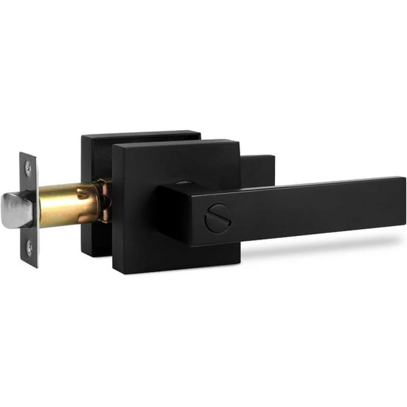 ZIHUI 15 Pack Matte Black Door Handles, Keyless Interior Door Knobs, Privacy Door Lever Locksets for Bedroom Bathroom, Heavy Duty Square Door 30pcs Lock (2.0lb), Fit to 1.4-2 Thickness Door