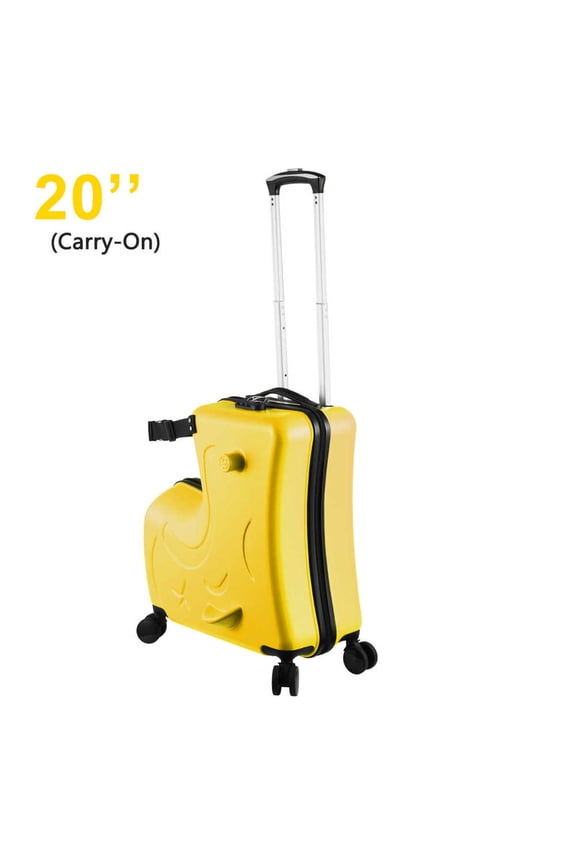 20" Kid's Ride-on Travel Suitcase, Rolling Luggage with Wheels Carry Trolley Luggage with Password Lock,Children's Ride On Trolley Luggage for Children's Day Gift,Festival Gift (20“ Pink)