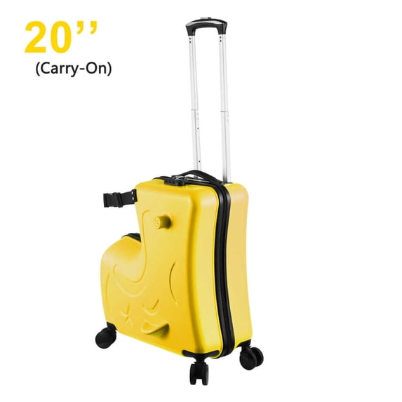 ZIHUI 20" Kid's Ride-on Travel Suitcase, Rolling Luggage with Wheels Carry Trolley Luggage with Password Lock,Children's Ride On Trolley Luggage for Children's Day Gift,Festival Gift (20“ Pink)