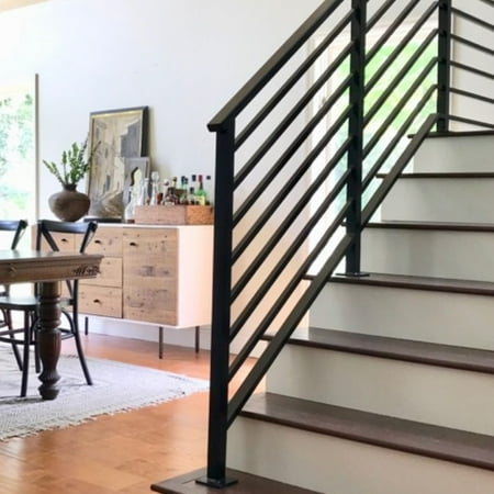 ZIHUI 6'6" Stainless Steel Handrail Black Rectangular Handrail Top Rail Cable Railing System Deck Stair Indoor Outdoor