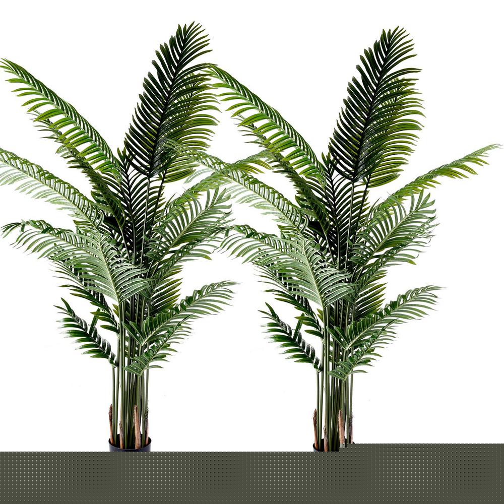 ZIHUI Artificial Palm Tree | 2PCS Large Palm Tropical Palm Leaves Faux Palm | 6FT Large Artificial Tree Outdoor Indoor In Pot With Detachable 18 Leaves