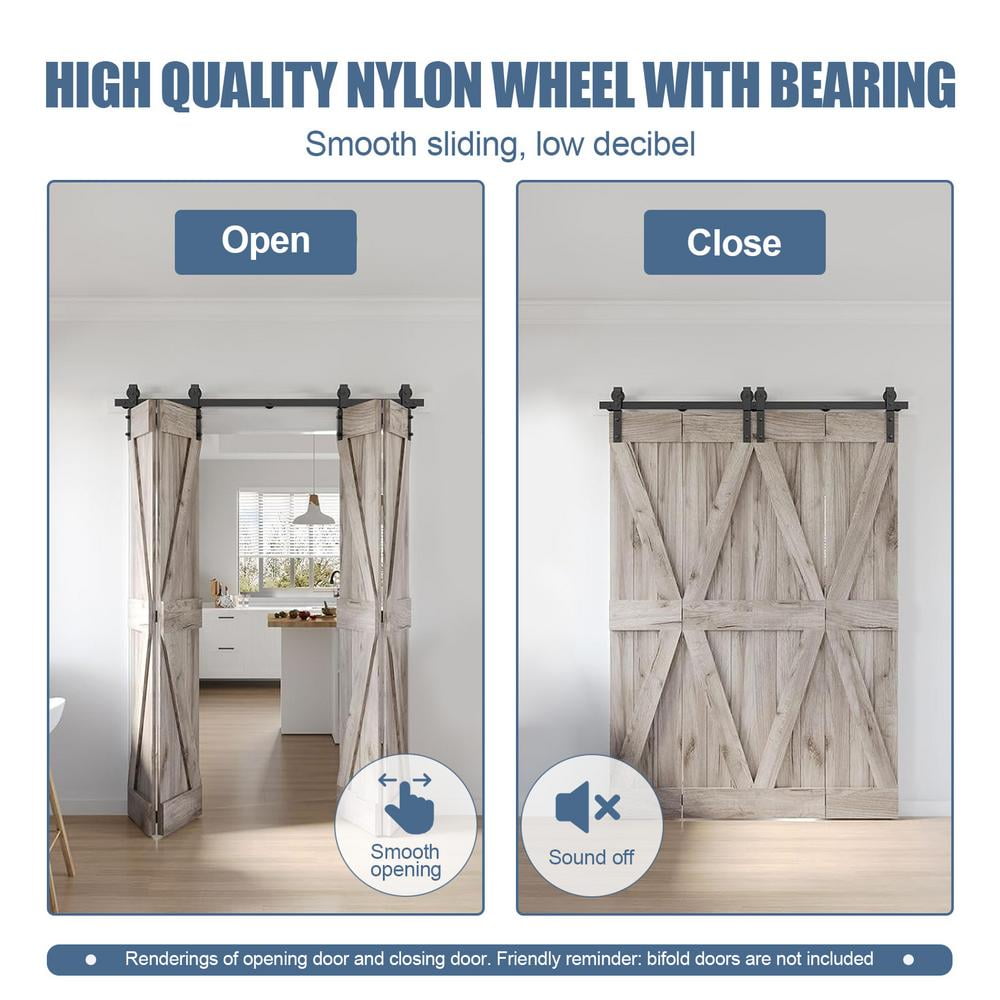 ZIHUI Barn Door Hardware Kit 52inch Folding Door Close Track Hardware