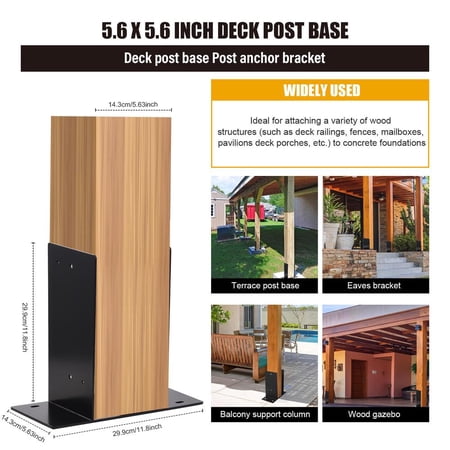 ZIHUI Concrete Post Bracket 6 X 6 Inch Actual 5.5 X 5.5 Inch Post Base Holder 4Pcs Post Brackets Heavy Duty Steel Fence Post for Deck Porch Railing Pergola Support safety