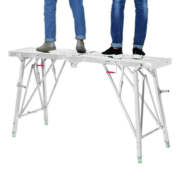 ZIHUI Construction Scaffolding Heavy Duty Folding Platforms Work Scaffold Adjustable Height Anti-Slip Feet Drywall Bench Portable Workbench for Cleaning Repairing Decorating convenient