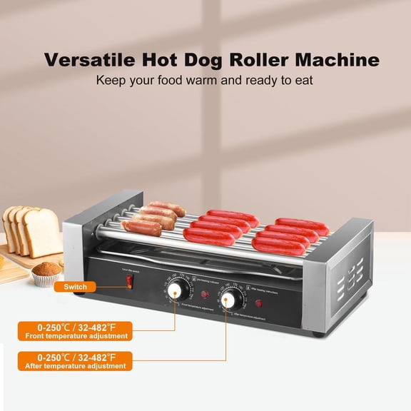 ZIHUI Electric Hot Dog Roller Sausage Roller Rack 12 Hot Dog Grill Cooker Machine 850w BBQ Accessories 110V Hot Dog Griller For Picnic And Camping relaxing