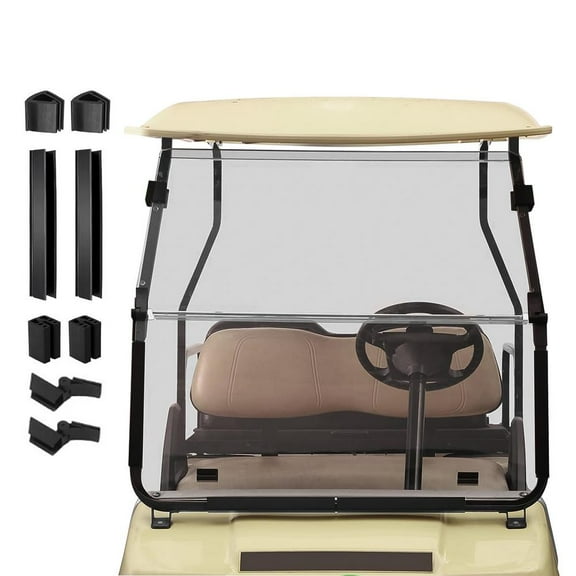 ZIHUI Foldable Windshield for Club Car | Golf Cart Windshield Replacement | Perfect Fit Golf Equipment for Club Cars with Original Glass for Club Car DS gasoline or electric (2000-UP model)