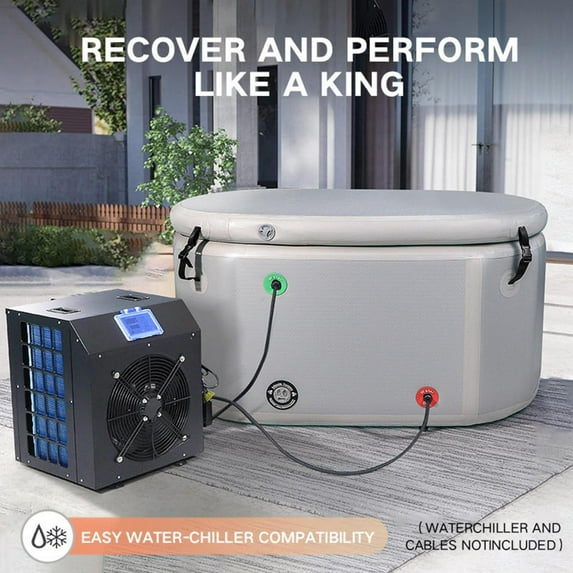 ZIHUI Ice Bath Tub for Athletes, Compatible with Water Chillers, 206-Gallon Inflatable Cold Plunge Tub with Insulated Lid, High-Pressure Pump , Portable for Outdoor & Indoor Recovery