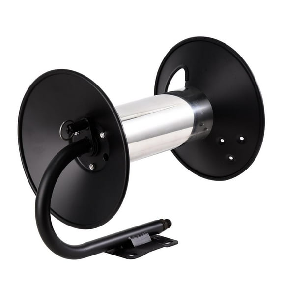 ZIHUI Pressure Washer Hose Reel Air Compressor 100ft Hose Reel with 3ft Jumper Hose Manual Crank Hose Reel Air Compressor Wall Mounted Power Washer Metal Hand Crank Hose Reel For amicable