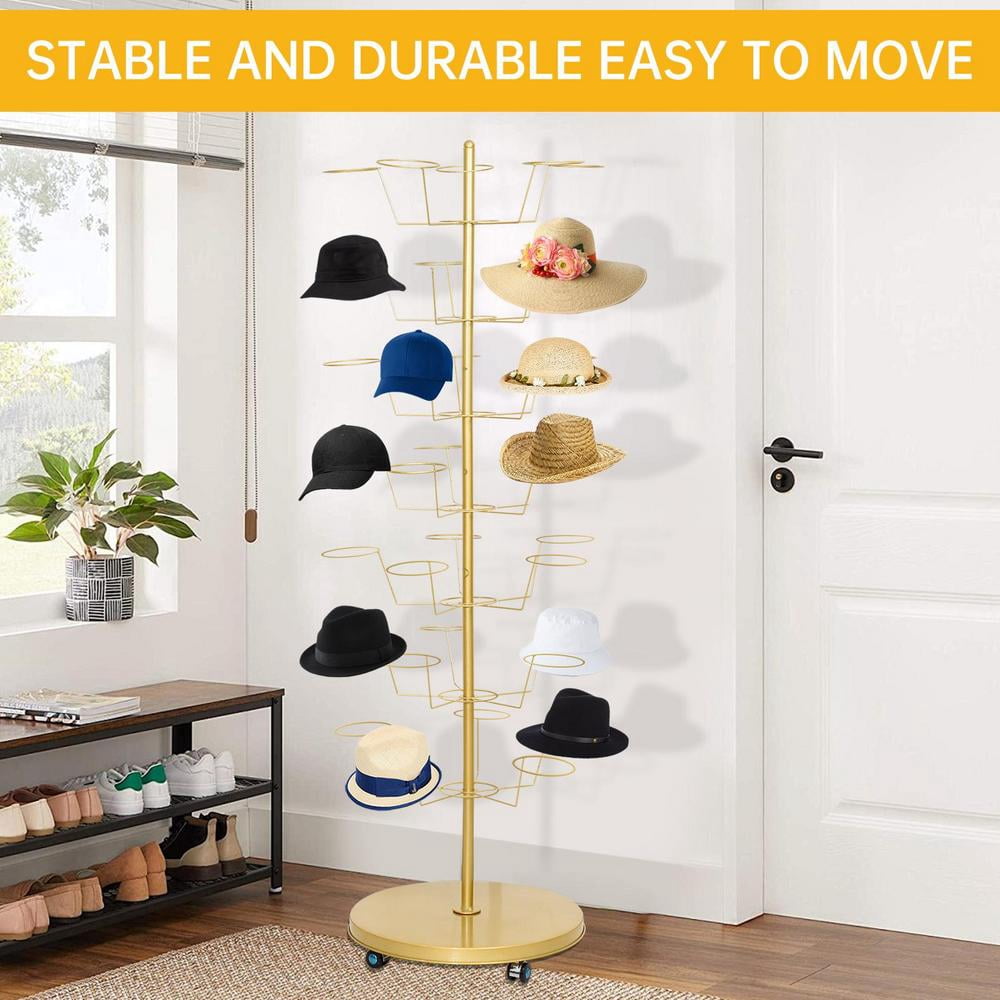 Hat Rack Tree ZIHUI Standing Hat Rack Tree 7-Tier Gold Metal Movable Tree Rack Stand ...