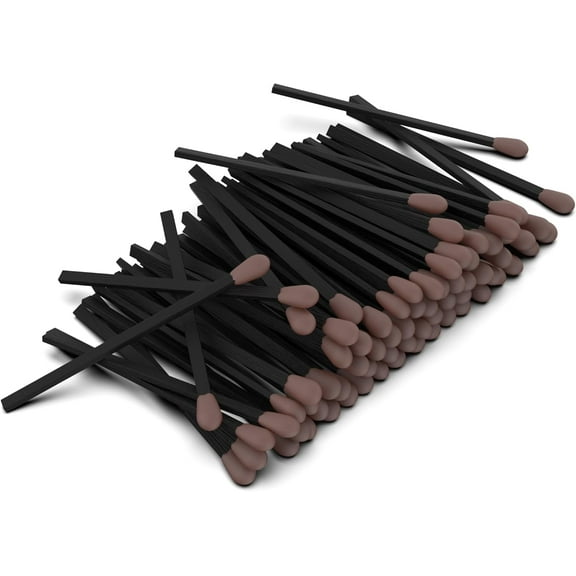 ZIKANI Black Stick Brown Tip Fancy Matches 4" Inch Match Refill 200 Long BBQ Matches Short Matches Wooden Matches Bulk Matches Decorative Matchsticks Safety Matches for Cloche Jar Box & Fireplace