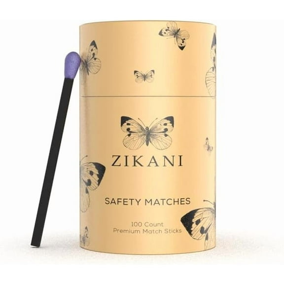 ZIKANI Black Stick Grey Tip Fancy Matches 4" Match Refill 100 Long Matches Short Matches Wooden Matches Bulk Matches Decorative Matchsticks for Cloche Jar Box, Fireplace - Striker Pad Included