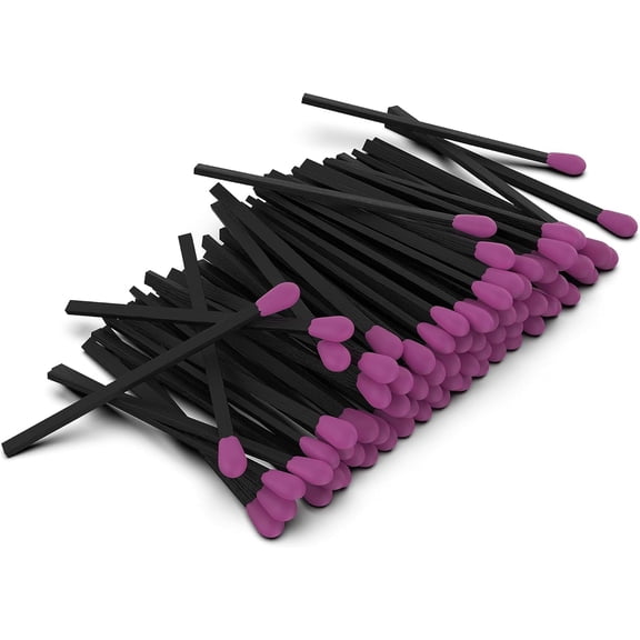 ZIKANI Black Stick Pink Tip Matches 4 Inch Match Refill and Striker 200 Long Matches Short Matches Wooden Matches Bulk Matches Decorative Matchsticks Safety Matches for Cloche Jar Box Fireplace