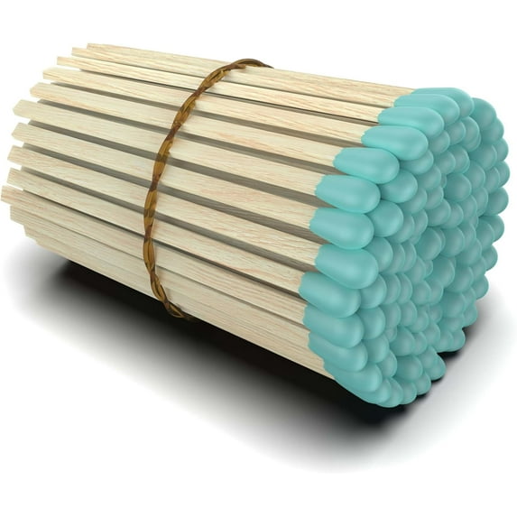 ZIKANI Blue Tip Matches 4 Inch Match Refill and Striker 100 Long Matches Short Matches Wooden Matches Bulk Matches Decorative Matchsticks Safety Matches for Cloche Jar Box Fireplace (Blue)