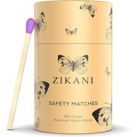ZIKANI Lavender Tip Matches 4" Match Refill and Striker 100 Long Matches Short Matches Wooden Matches Bulk Matches Decorative Matchsticks Safety Matches for Cloche Jar Box Fireplace (Lavender)