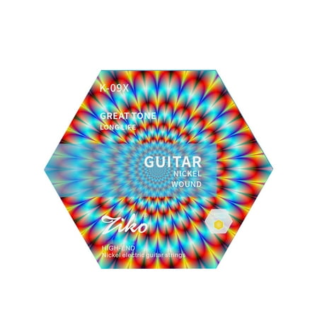 ZIKO K-09X Electric Guitar Strings 6 String Set (.009-.042) Hexangular Steel Core and Nickel Wire Wound with Bright and Rich Tone