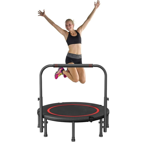 ZIKOPOMI 40"/450 lbs Foldable Mini Indoor Trampoline for Adults Kids Fitness Workout Rebounder